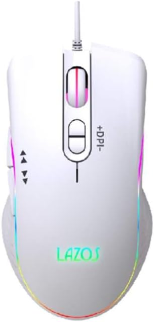 LAZOS L-MSG7-W RGB Gaming Mouse 7 Button White Mouse for PC PC Gaming LAZOS L-MSG7-W RGB Gaming Mouse 7 Button White Mouse for PC PC Gaming