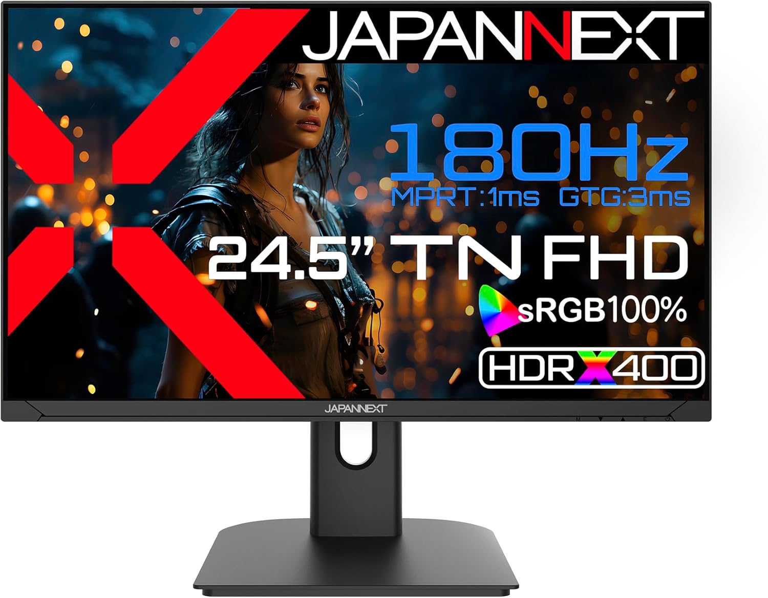 JAPANNEXT 24.5 inch TN Panel, Supports 180Hz, Full HD (1920 x 1080) Resolution, Gaming Monitor, JN-245GT180FHDR, HDMI DP HDR400 Equivalent, sRGB: 100% 1ms (MPRT) JAPANNEXT 24.5 inch TN Panel, Supports 180Hz, Full HD (1920 x 1080) Resolution, Gaming Monitor, JN-245GT180FHDR, HDMI DP HDR400 Equivalent, sRGB: 100% 1ms (MPRT)
