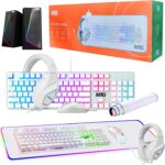 Gaming Kit for PC, RGB Keyboard and Mouse, Gaming Headphones, Large LED Desk Mat with Smooth Surface, Desktop Computer, Xbox and RGB Speaker for PS4 Gamers – MTG 4 in 1 Combo