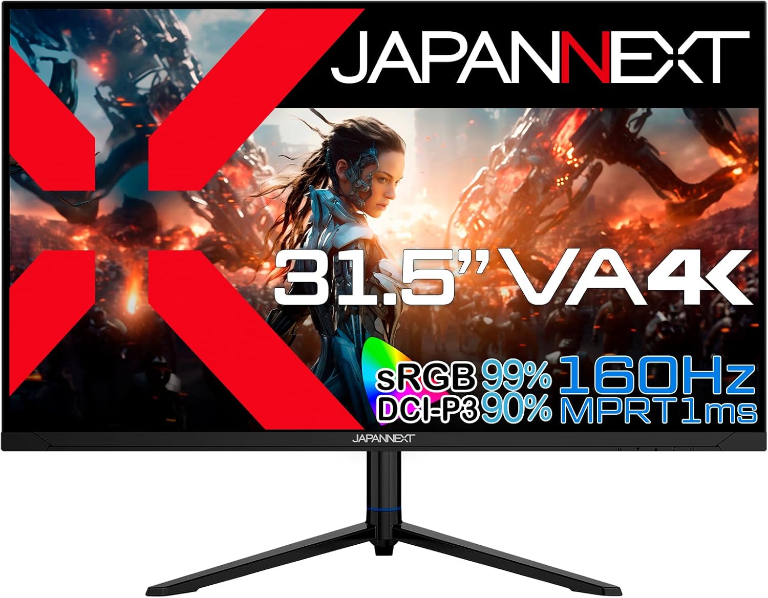 JAPANNEXT 31.5 inch VA Panel Included, 160 Hz Support, 4K (3840 x 2160) Resolution, Gaming Monitor, JN-315V160UR-HSP, HDMI2.1, DP sRGB: 99%, DCI-P3: 90%, PS5: 120Hz(4K) VRR, Height Adjustment, Pivot JAPANNEXT 31.5 inch VA Panel Included, 160 Hz Support, 4K (3840 x 2160) Resolution, Gaming Monitor, JN-315V160UR-HSP, HDMI2.1, DP sRGB: 99%, DCI-P3: 90%, PS5: 120Hz(4K) VRR, Height Adjustment, Pivot